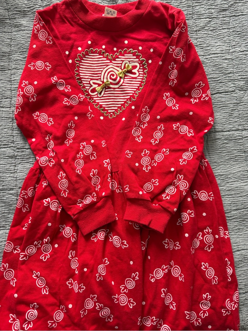 Buster Brown Red Heart Bow Print Dress
